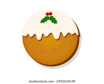 Christmas Gingerbread Cookies. Winter sweet homemade biscuits in the circle shape isolated on white background. Cute Cartoon vector illustration