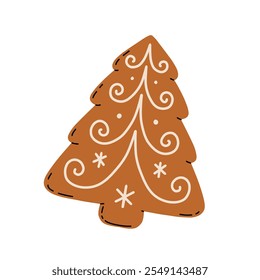 Christmas Gingerbread Cookies. Winter sweet homemade biscuits in different shapes isolated on white background.