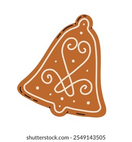 Christmas Gingerbread Cookies. Winter sweet homemade biscuits in different shapes isolated on white background.