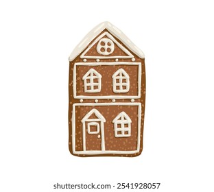 Christmas gingerbread is drawn in a flat style. Holiday, sweets, pastries. Hand drawn vector illustration.