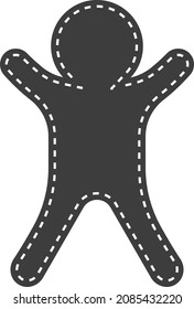 Christmas gingerbread. A flat black silhouette of a gingerbread man. Vector image isolated on a white background.