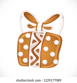 Christmas gingerbread in the form of a star with a glaze ornament object isolated on white background