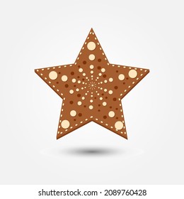 Christmas gingerbread. Ginger cookie isolated on white background. Vector illustration. Ginger cookie cover by icing-sugar.