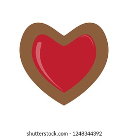 Christmas gingerbread with a heart shape. Vector illustration design