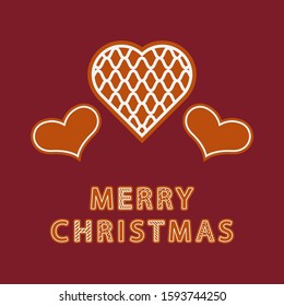 Christmas Gingerbread. Hearts. Vector illustration for web design or print.