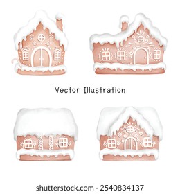 Christmas gingerbread house, candy house. Watercolor style, Vector illustration