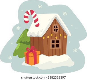Christmas gingerbread house. Christmas card. Gingerbread house