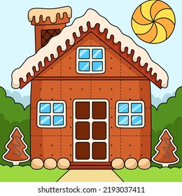 Christmas Gingerbread House Colored Cartoon 