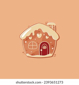 Christmas gingerbread house cookie icing in creamy and red colors