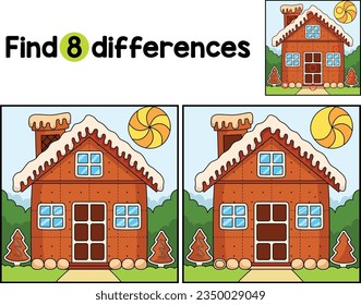 La Casa De Gingerbread De Navidad Encuentra Las Diferencias