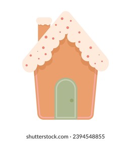 Christmas gingerbread house flat with sprinkles