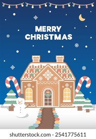 Christmas Gingerbread house illustration vector background.