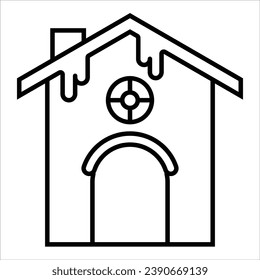 Christmas gingerbread house, minimal Christmas icon. Vector illustration
