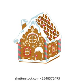 Christmas gingerbread house on isolated background. Vector illustration for your design.