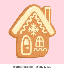 Christmas gingerbread house shape. isolated, cartoon style