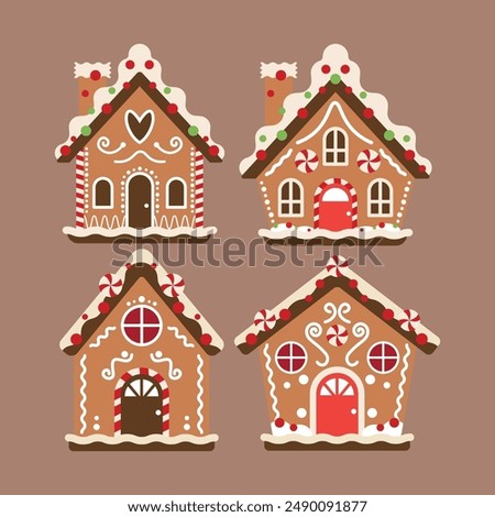 Christmas Gingerbread House With Sweets Vector Illustration