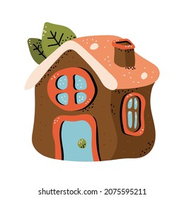 Christmas gingerbread house vector cartoon illustration isolated on a white background.
