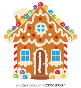 Christmas gingerbread house vector cartoon illustration