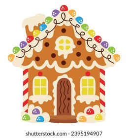 Christmas gingerbread house vector cartoon illustration