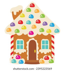 Christmas gingerbread house vector cartoon illustration