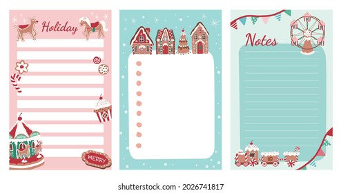 Christmas Gingerbread House Village Sweets And Theme Park Stationery For Notes, Tasks, To Do List, Organizer And Planner