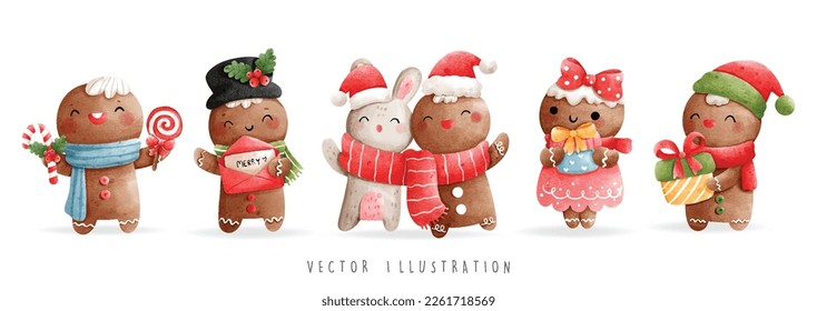 Christmas gingerbread man banner, Christmas Vector illustration