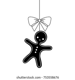 christmas gingerbread man bow ornament hanging vector illustration