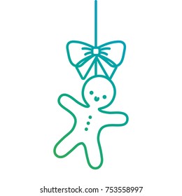 christmas gingerbread man bow ornament hanging vector illustration