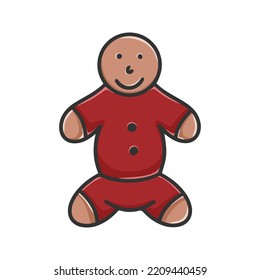 Christmas Gingerbread Man Clipart. Traditional Festive New Years Baking Isolated Vector Illustration. Gingerbread Treat Cartoon