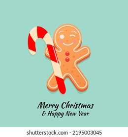 Christmas gingerbread man cookie and Christmas candy
