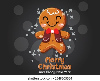 Christmas gingerbread man cookie. Celebration event for Birthday,Merry Christmas and Newyear. Vector illustration for cookies on a colorful background