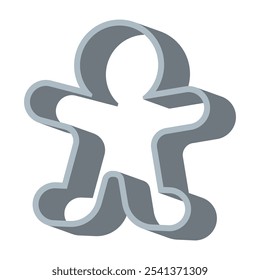 Christmas gingerbread man cookie cutter vector illustration isolated on a white background.