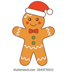 Christmas gingerbread man cookie isolated vector illustration on white background