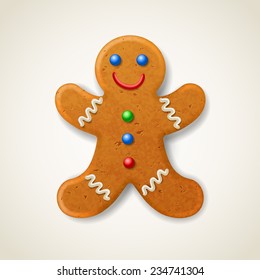 Christmas gingerbread man, decorated colored icing