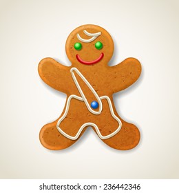 Christmas gingerbread man, decorated colored icing