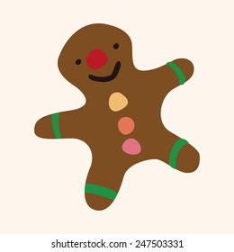 Christmas gingerbread man, flat icon 