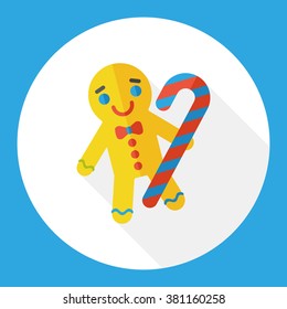 Christmas gingerbread man flat icon