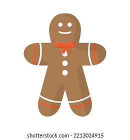 Christmas gingerbread man hand drawn doodle element vector illustration on white background.