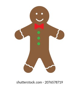 Christmas gingerbread man icon. Celebration cookies. Person silhouette. Cartoon design. Vector illustration. Stock image. 