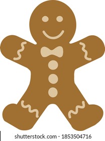 Christmas Gingerbread man icon. Festive little cookie. Holidays sweets and food. 