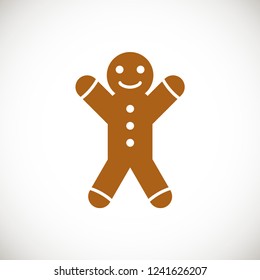 Christmas gingerbread man icon. Vector illustration in flat design