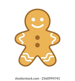 Christmas gingerbread man. Gingerbread isolated on white. Vector illustration