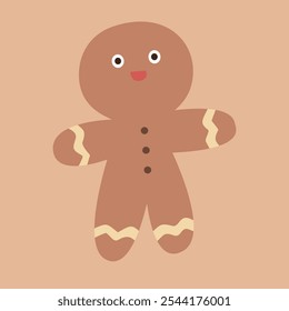 christmas Gingerbread man on a light brown background
