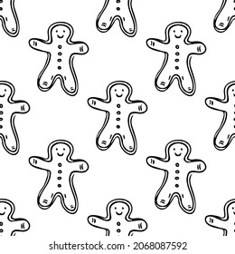 Hombre de pan de jengibre de Navidad. patrón transparente con cookies. antecedentes de navidad