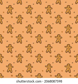 Christmas gingerbread man. seamless pattern with cookies. christmas background