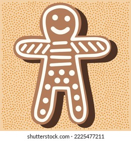 Christmas gingerbread man shaped figure with white icing