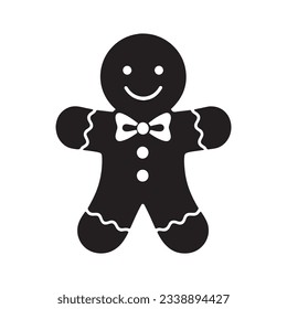 christmas gingerbread man silhouette isolated on white vector