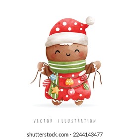 Christmas gingerbread man, Christmas vector illustration