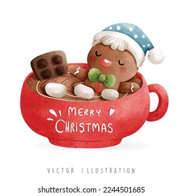 Christmas gingerbread man, Christmas vector illustration