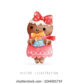 Christmas gingerbread man, Christmas vector illustration